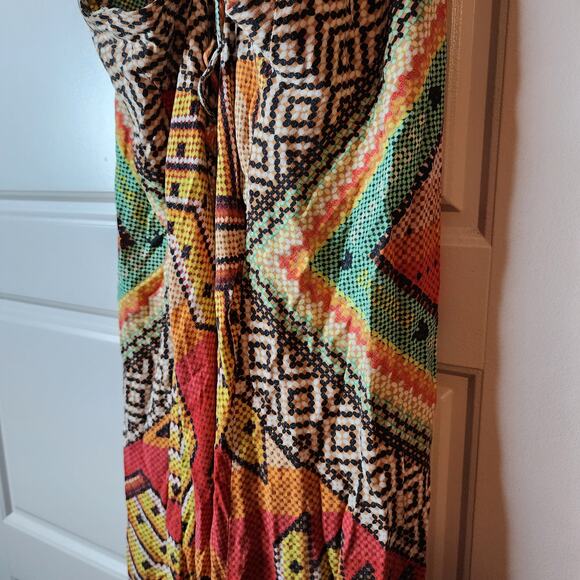 FARM Rio Banana Scarves Yawanawa Maxi Dress Sz G (Lg) Boho Art *See Measures) - Picture 11 of 16